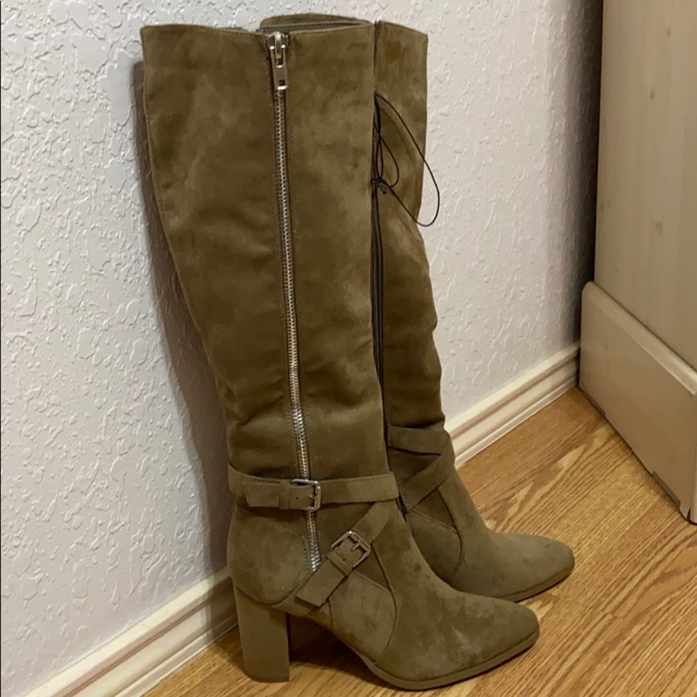 Buckle Accent Knee-High Boots